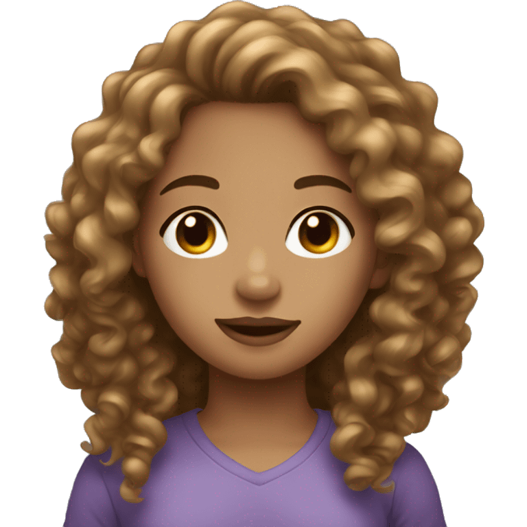 light skin girl with long brown curly hair emoji