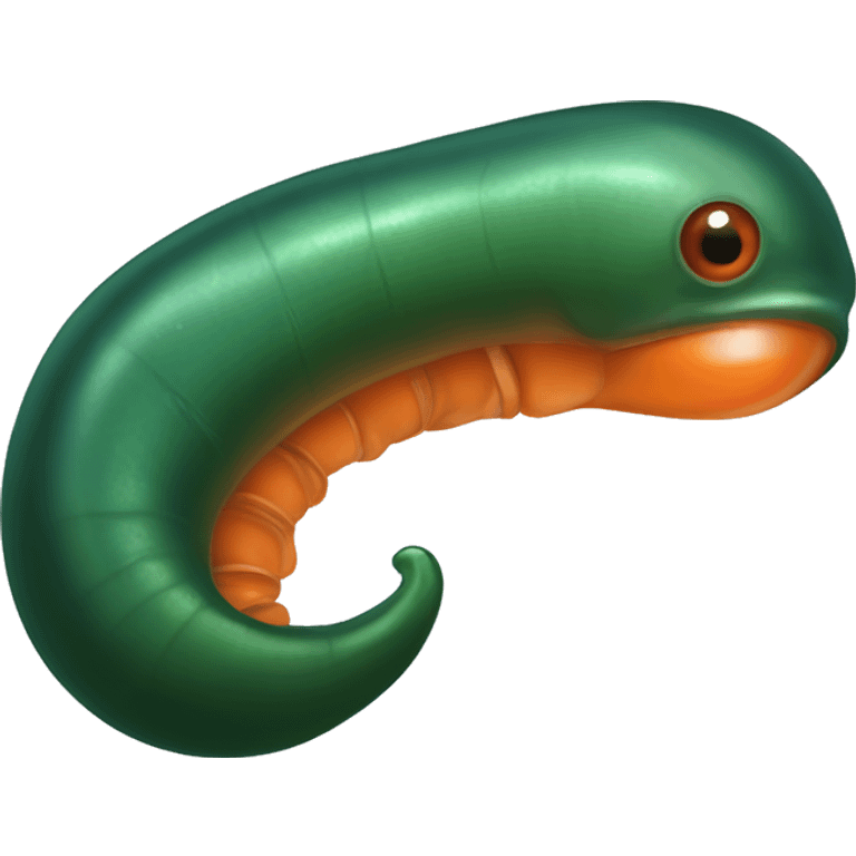 Eight-eyed Dark green and orange medicinal leech with oral suction and caudal suction emoji