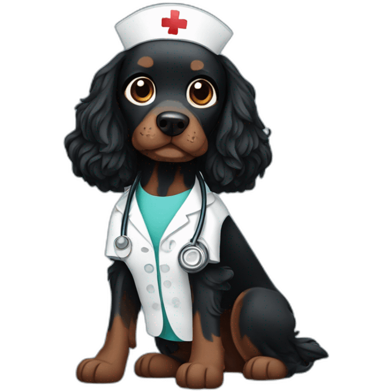 Nurse black dog spaniel emoji