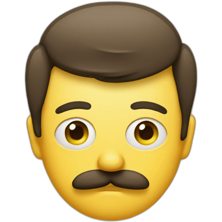 mustache style with a round yellow emoji face in the form of a confused expression emoji