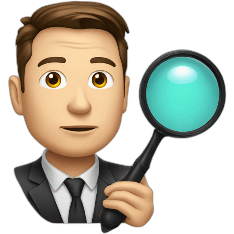 elon musk with a magnifying glass emoji