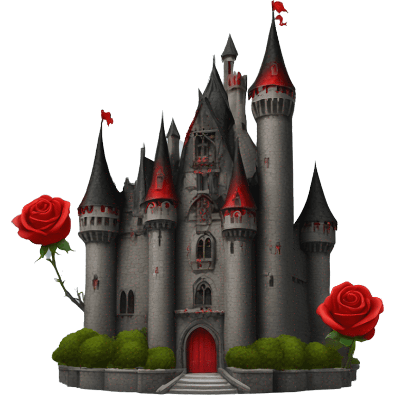 Black and red gothic castle with roses emoji