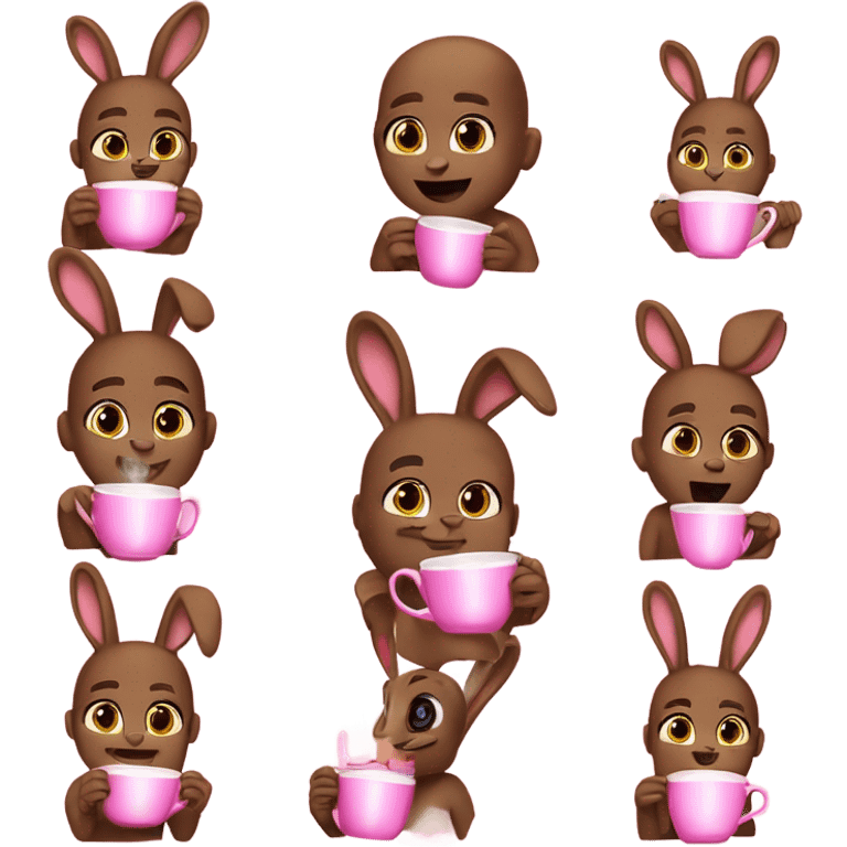 I Want an emoji that it's like the 🧸 one but you have to do the same with a 🐰, ￼but now i want the bunny drinking of a pink cup of tea emoji