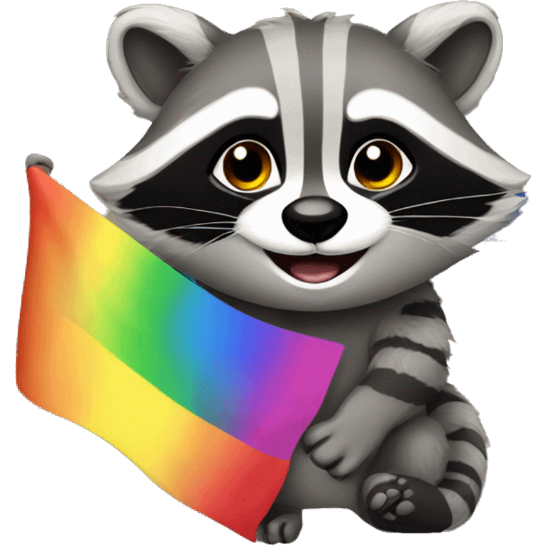 racoon wih rainbow flag emoji