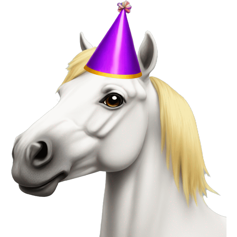 Horse wearing a party hat emoji