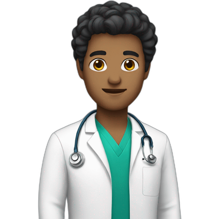 Doctor, black hair emoji