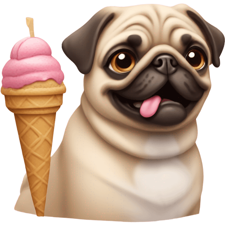 Pug with an ice cream emoji