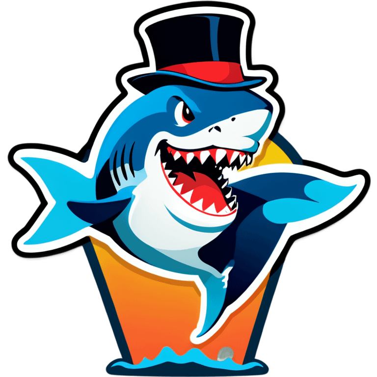 Shark with a top hat emoji