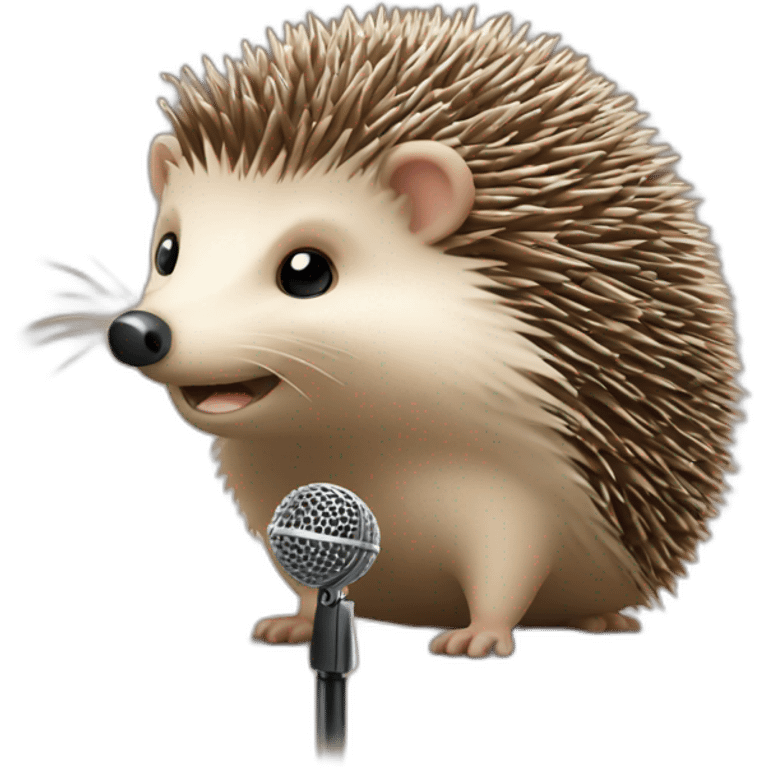 Hedgehog with a microphone emoji