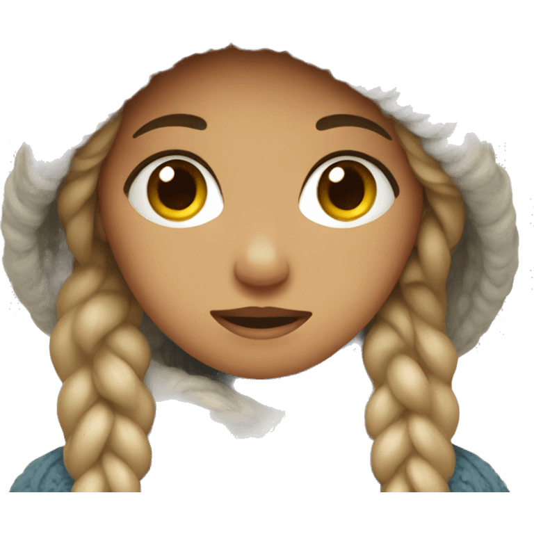 Girl bundled in sweater emoji