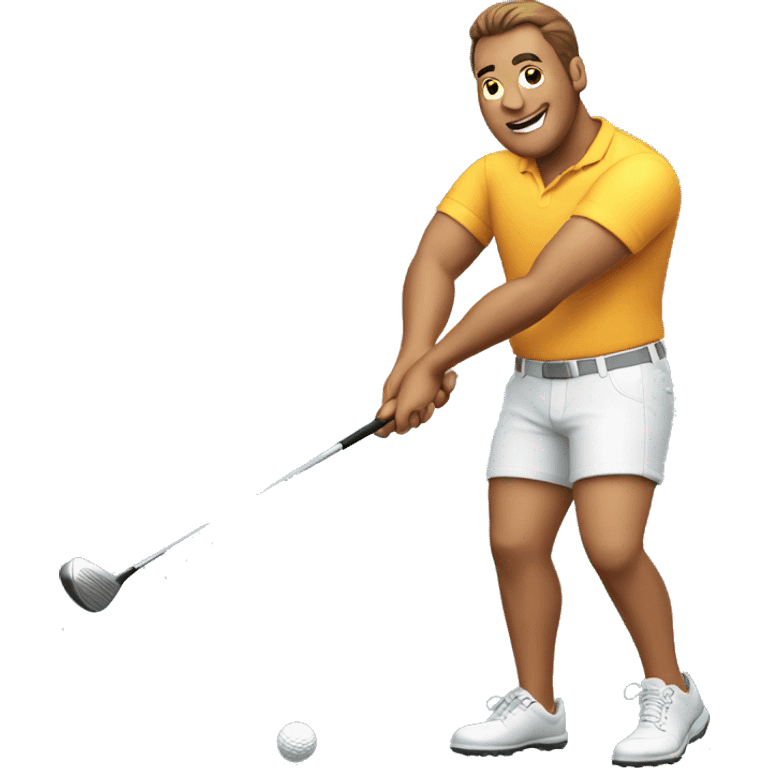 big chested guy swinging a golf club emoji