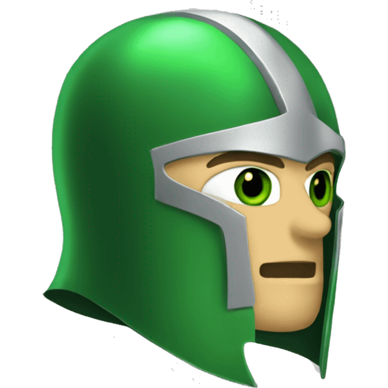 green helmet knight whit lightninh eyes, face all covered, 3/4 position emoji