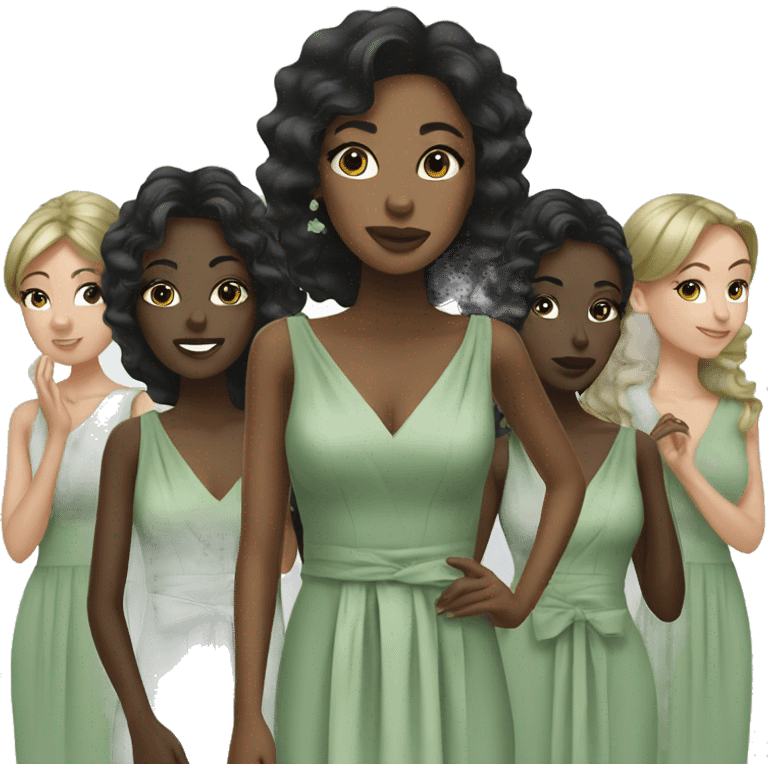 Black bridesmaids with sage green dresses emoji