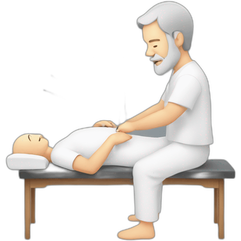 Grey Beared man doing acupuncture emoji