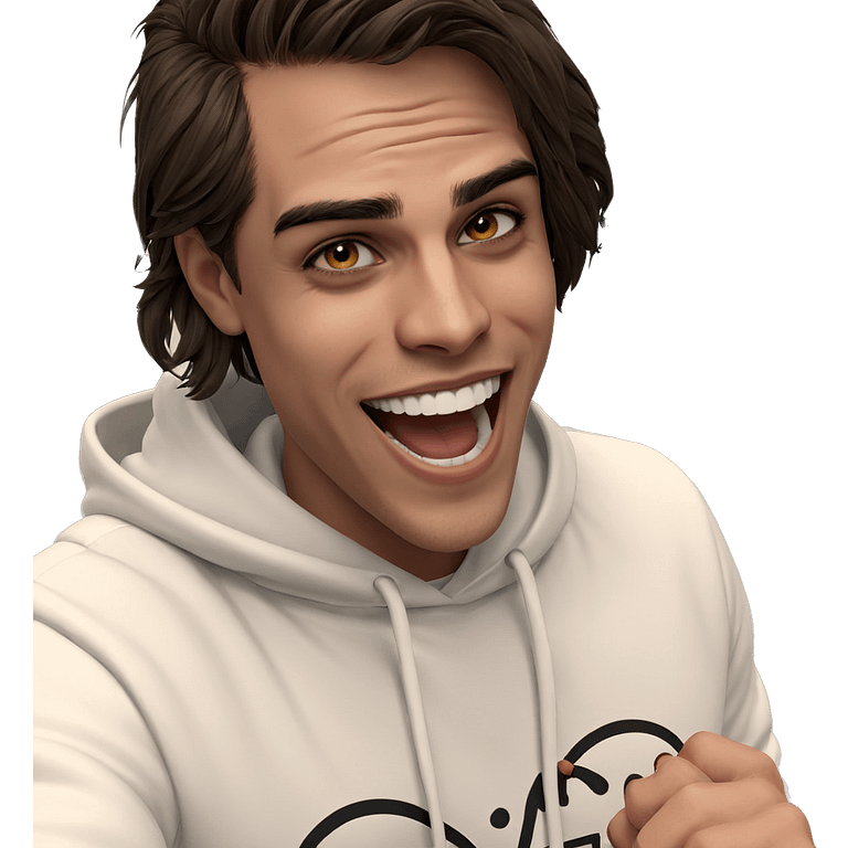 smiling boy in white hoodie emoji