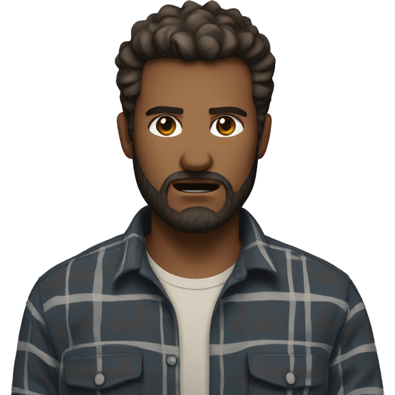 angry man with a beard and short scruffy medium brown hair wearing a flannel shirt emoji