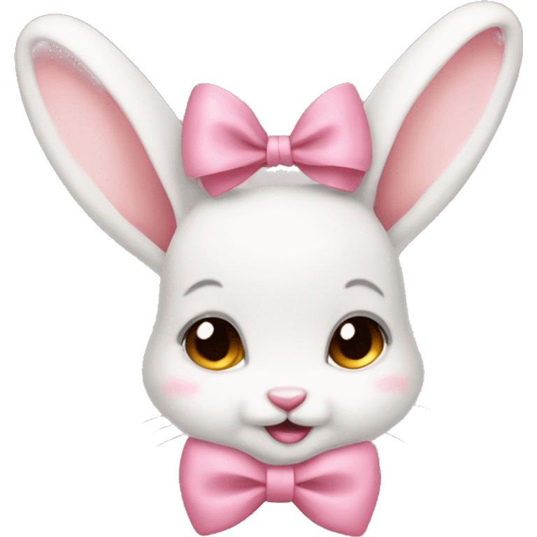 Baby bunny with coquette bow on ear emoji