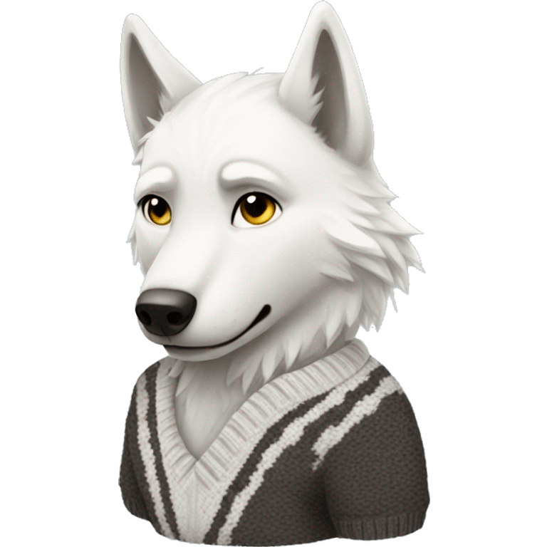 White wolf wearing sweater  emoji