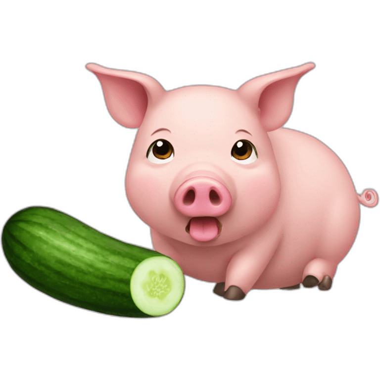 pig eating a cucumber emoji