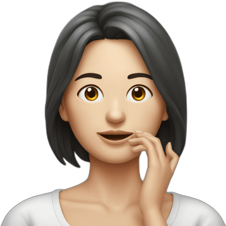 mujer cuerpo entero con manos detrás de la cabeza fotorealista emoji