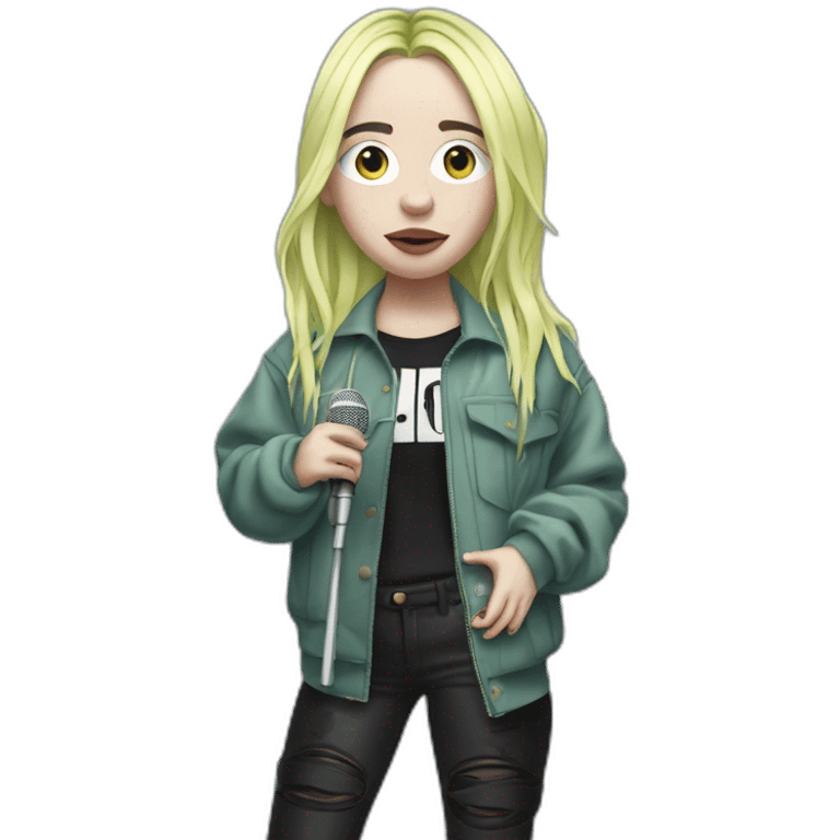 Billie Eilish standing with microphone emoji