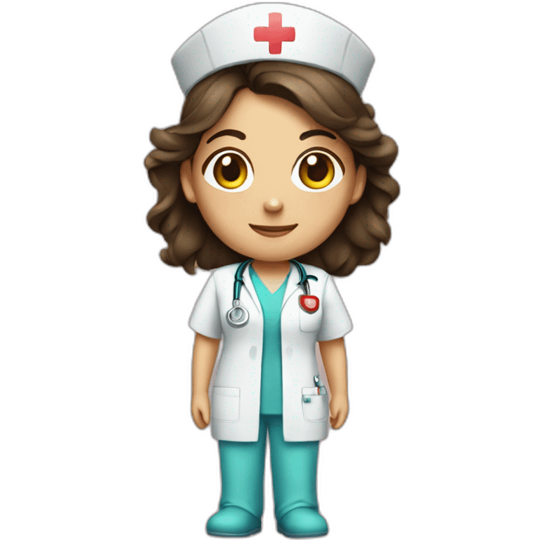 cute brunette nurse with scrubs emoji