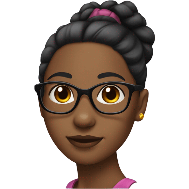 black girl with slick back ponytail and nose piercing and glasses emoji