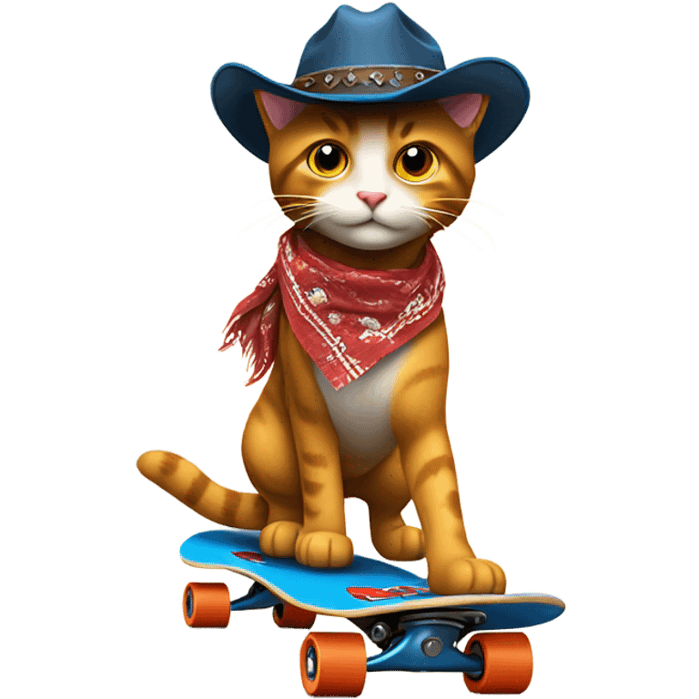 a cool cowboy cat on skateboard emoji