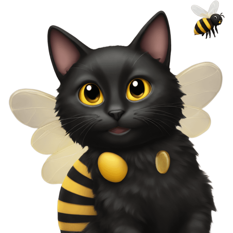 Black cat as a bee emoji