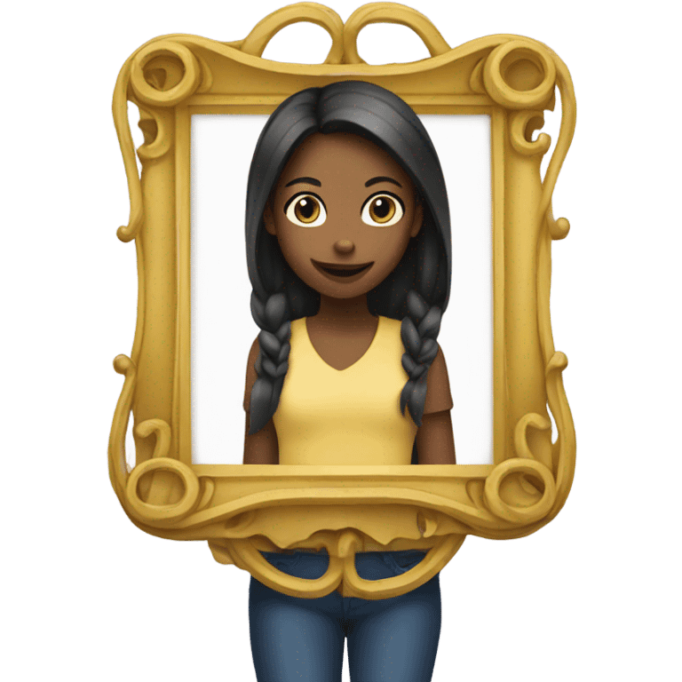 girl holding picture frame emoji