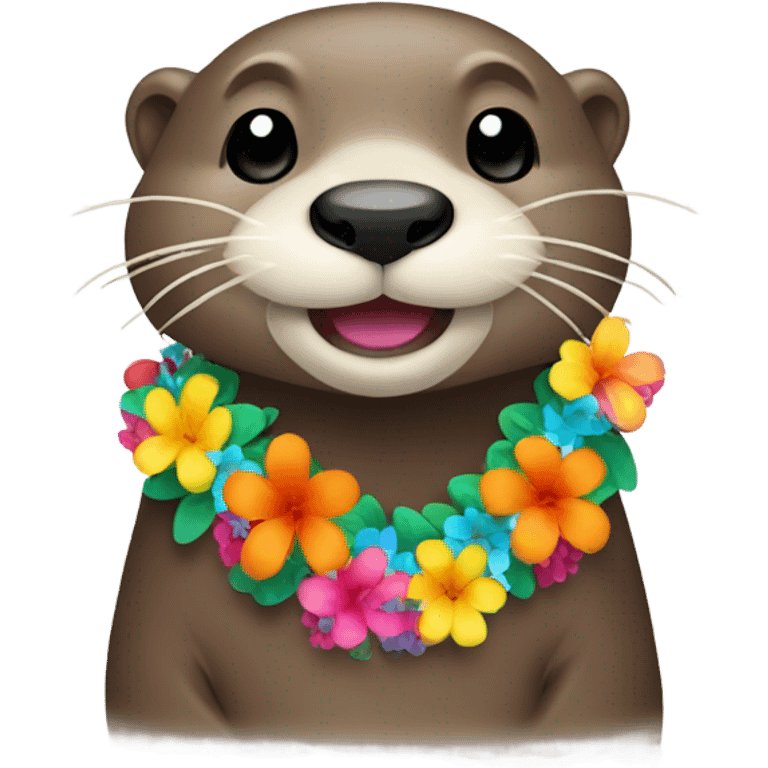 Otter wearing a lei emoji