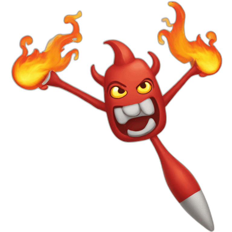 juggling flaming devil sticks emoji