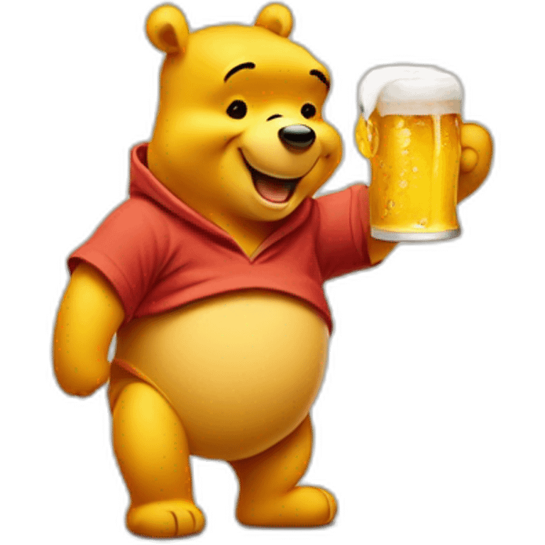 Winnie the Pooh with a beer emoji