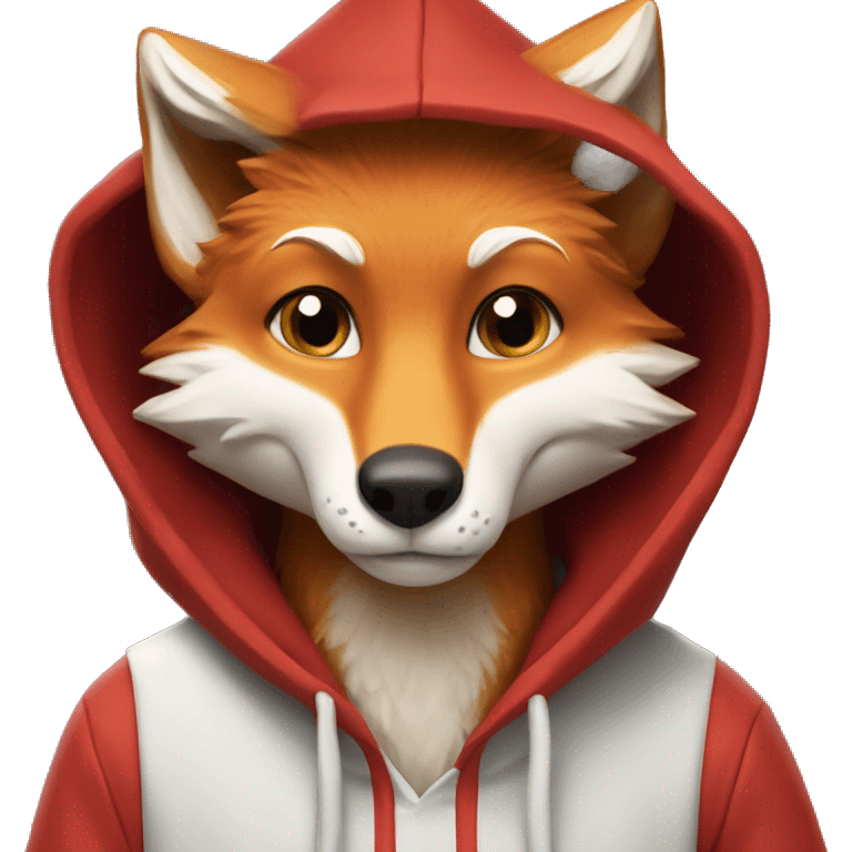 Fox wearing a red hoodie￼ emoji