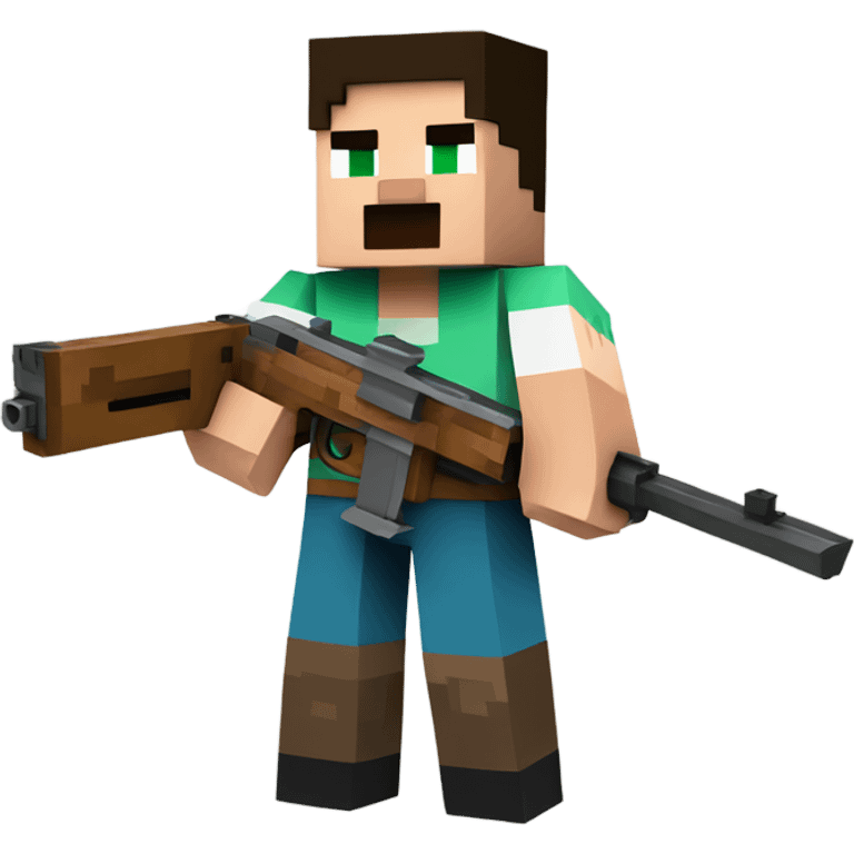 Minecraft Steve with gun emoji