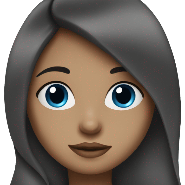 dark brunette girl, pretty lips, blue eyes, long hair emoji