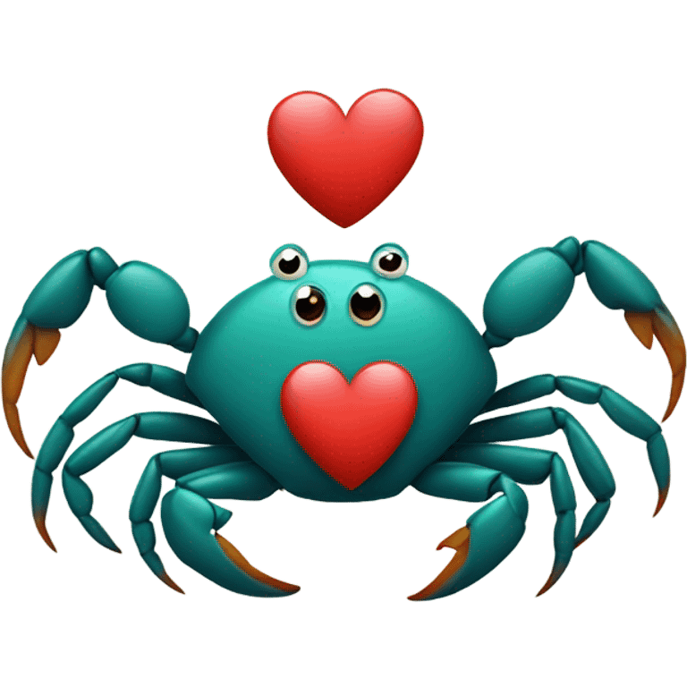 Crab holding a heart emoji