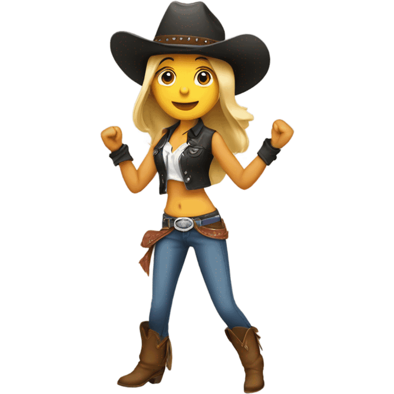 Dancing girl with cowboy hat emoji