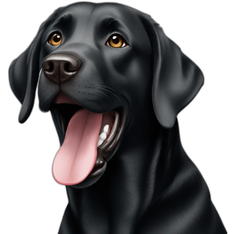 Black Labrador with white neck saying ok emoji