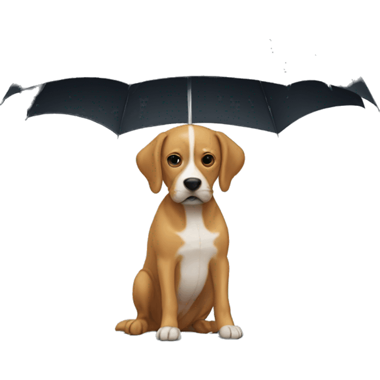 Umbrella under dog emoji