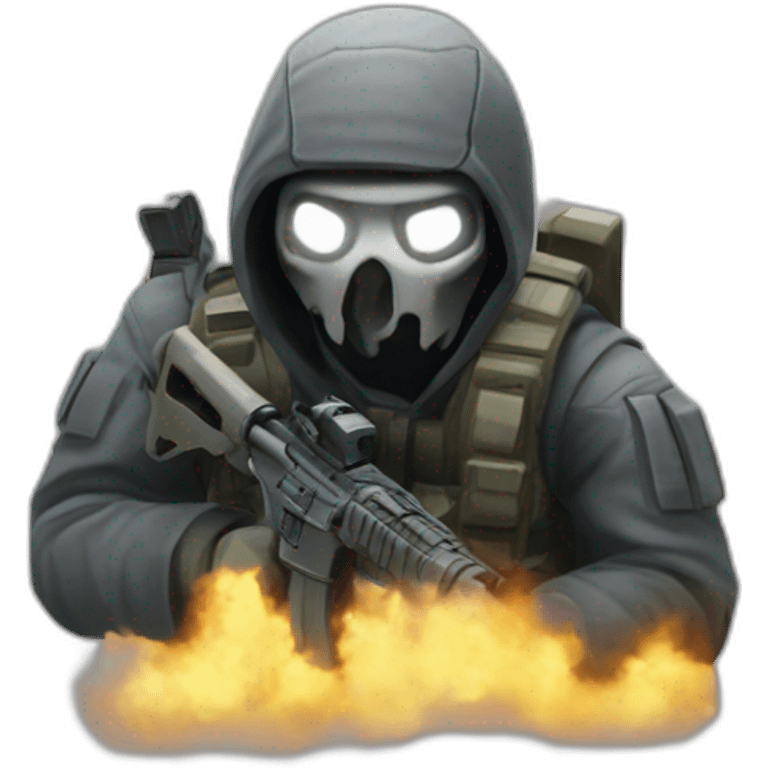 A Call of Duty Mobile character ghost emoji who is nauseated and hates something emoji