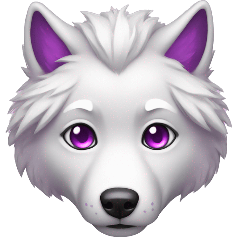 pink white wolf furry purple eyes emoji