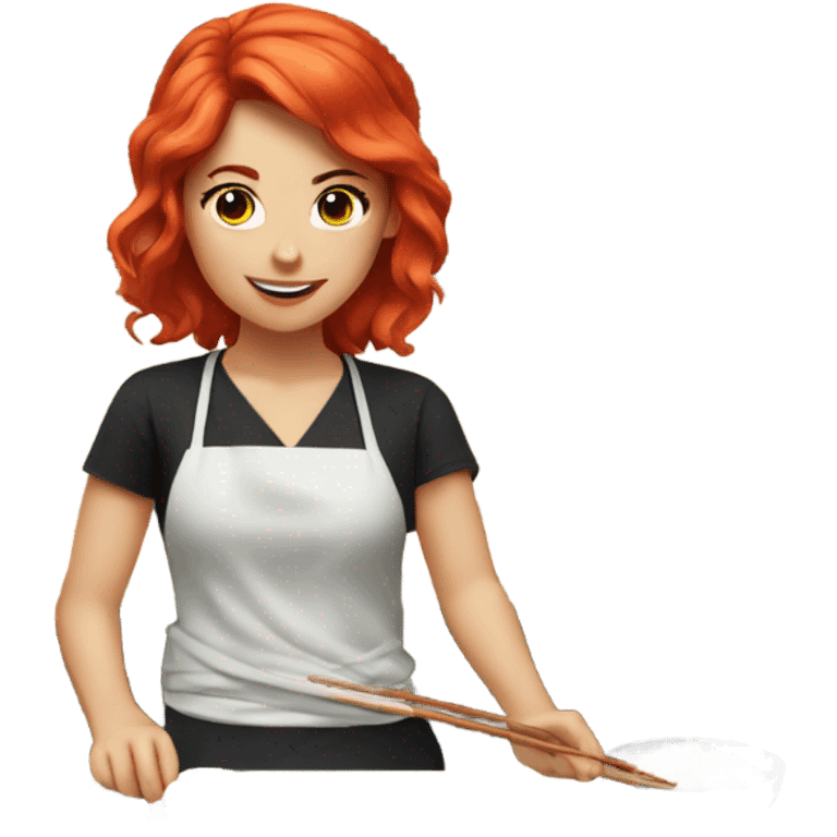 red hair sushi master girl with bandana emoji