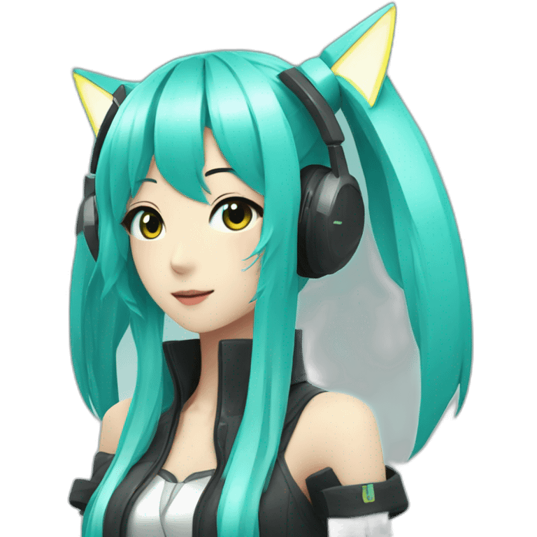 Hatsune Miku with this style : futurist singer  emoji