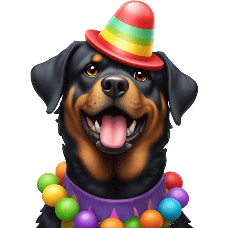 Rottweiler as a clown emoji