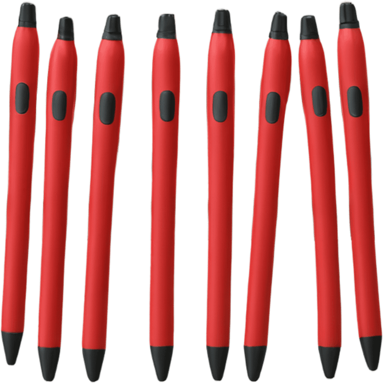 ten red office pens in a desk  emoji