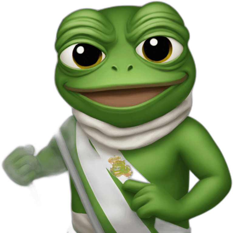 Pepe the frog holding Quebec flag emoji