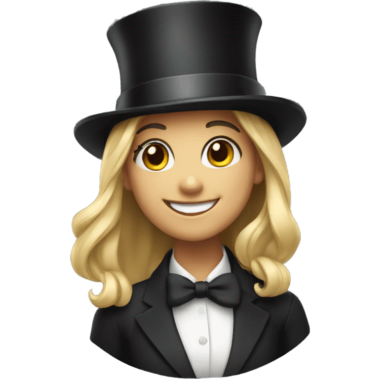 smiling girl in top hat emoji