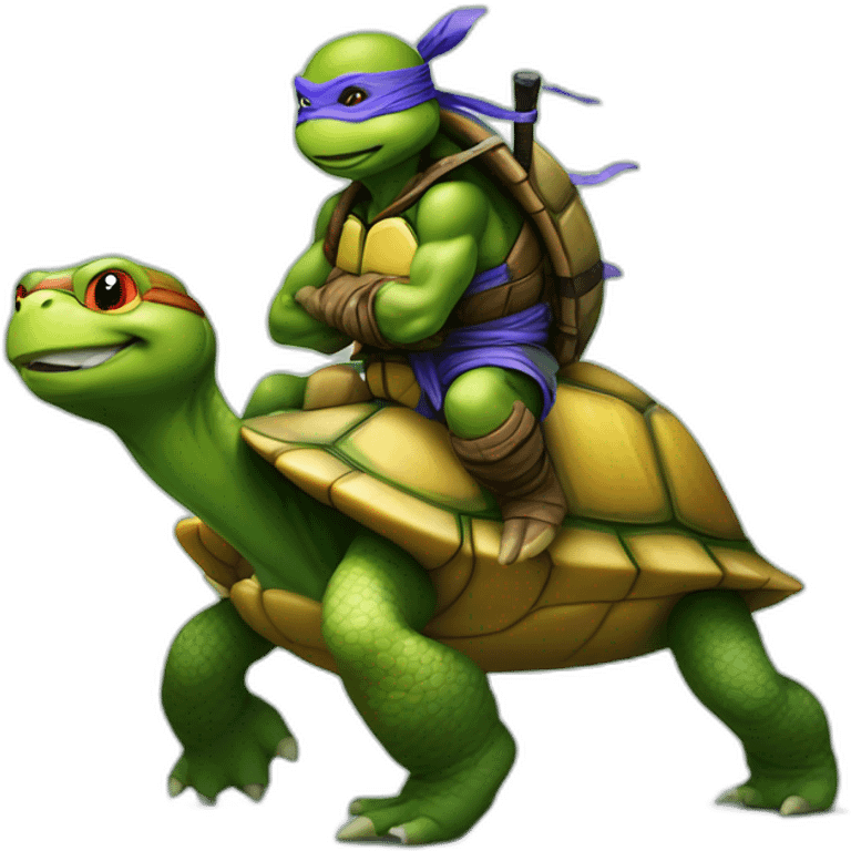 ninja turtle riding on a turtle emoji