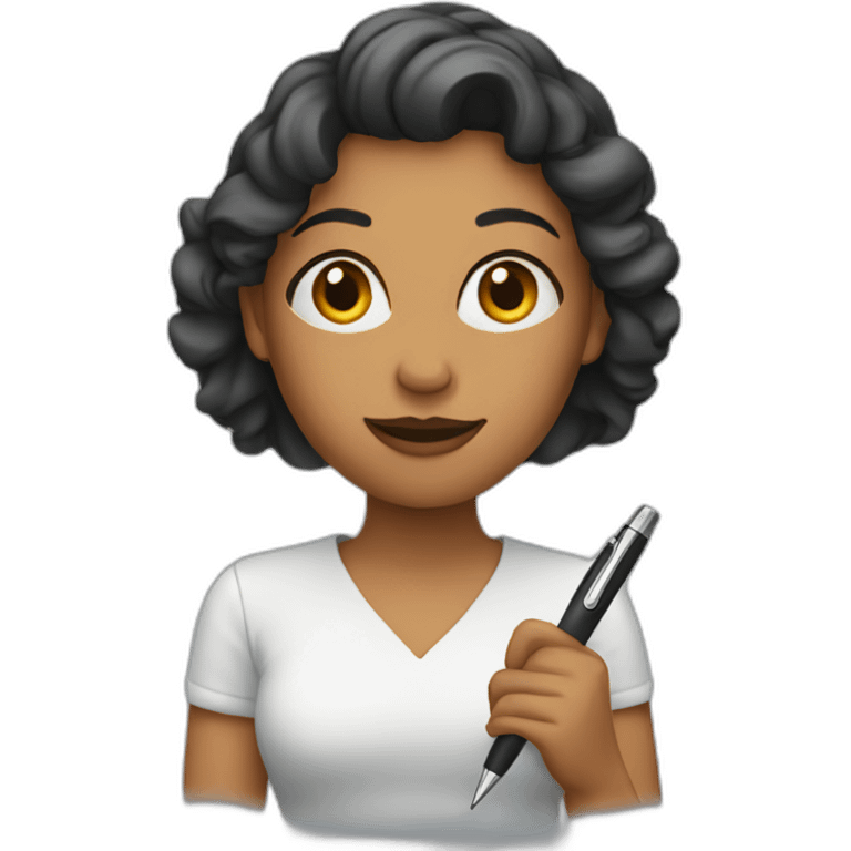 woman holding pen emoji